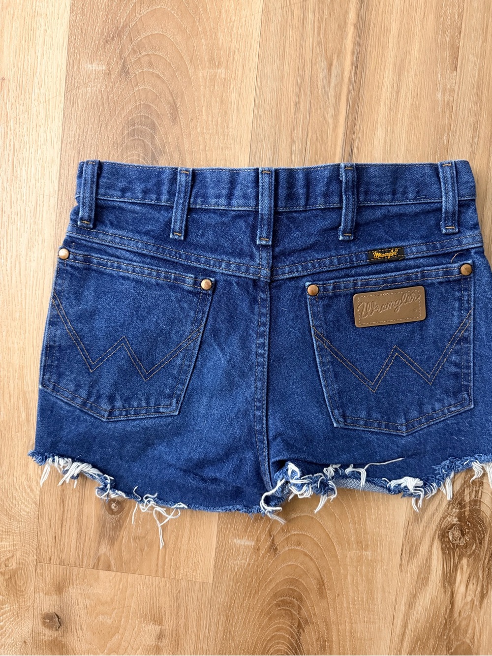 Wrangler Blue Denim Frayed Hem Cutoff Shorts